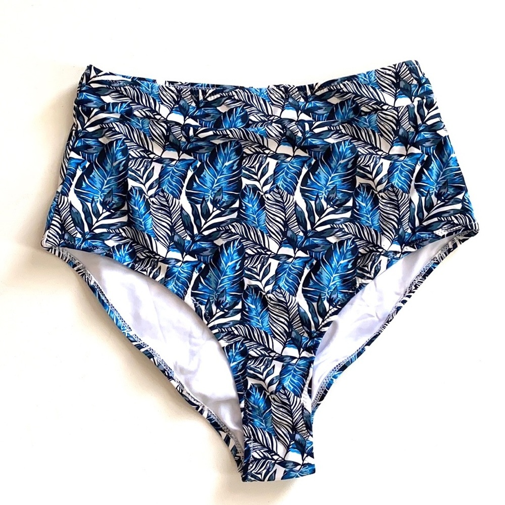 Cupshe Floral Ruched High Waisted Bikini Bottoms,M